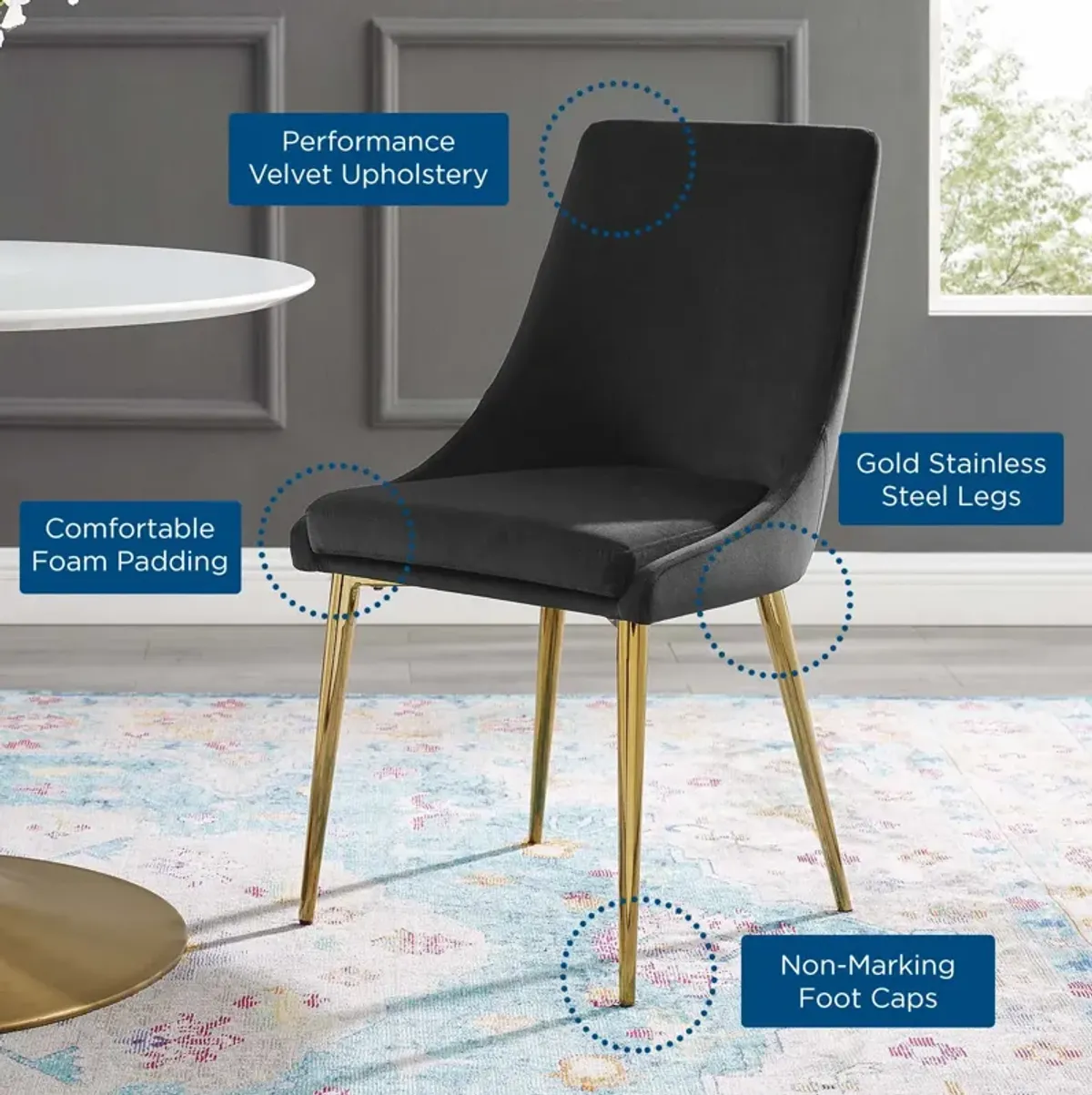 Viscount Modern Accent Performance Velvet Dining Chair