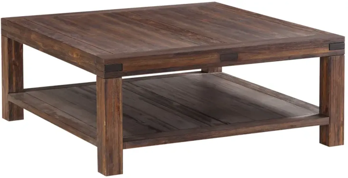Meadow Solid Wood Square Coffee Table In Brick Brown