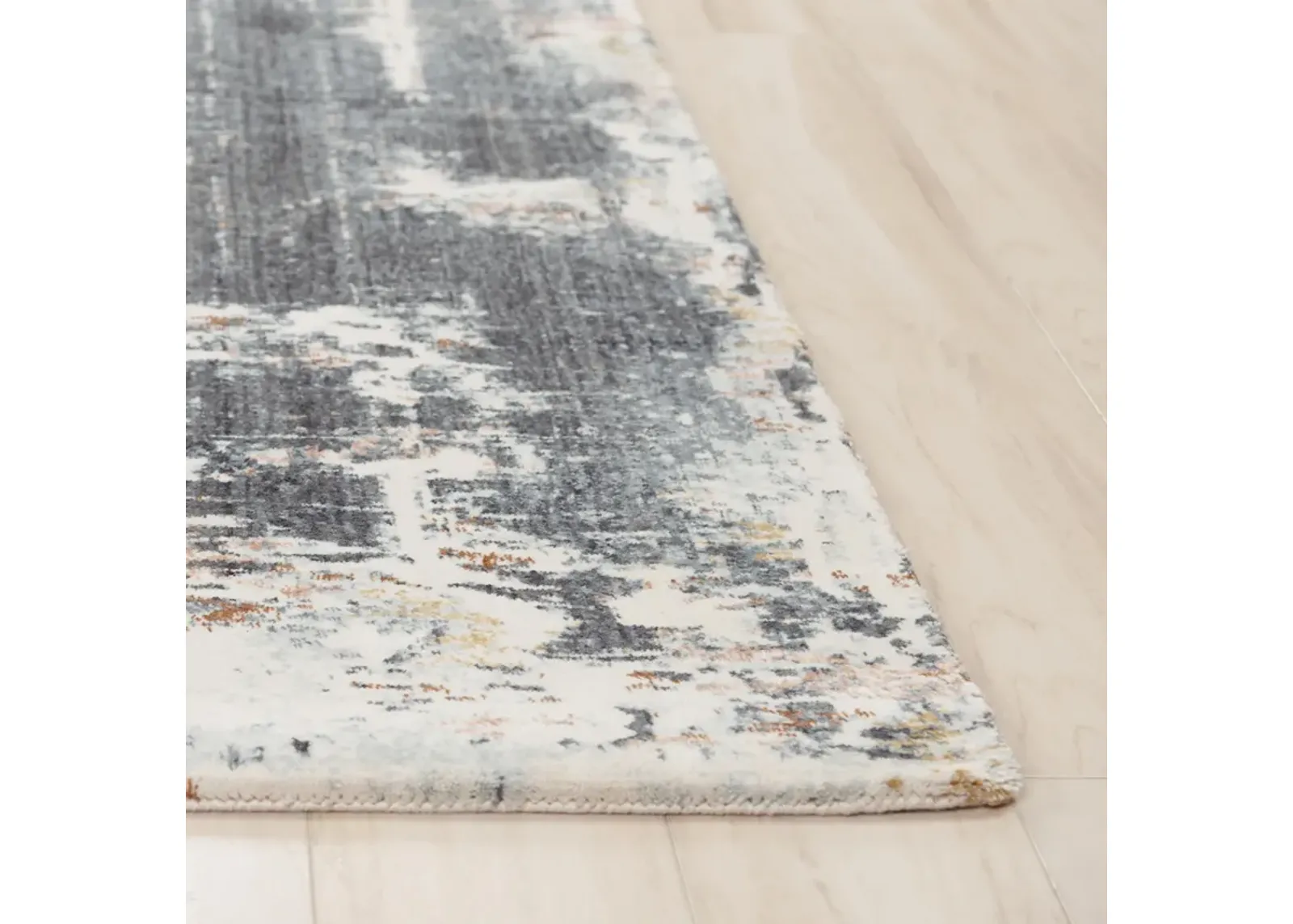 Jasper Blue Abstract Recycled Polyester 2'6" x 8' Runner Rug