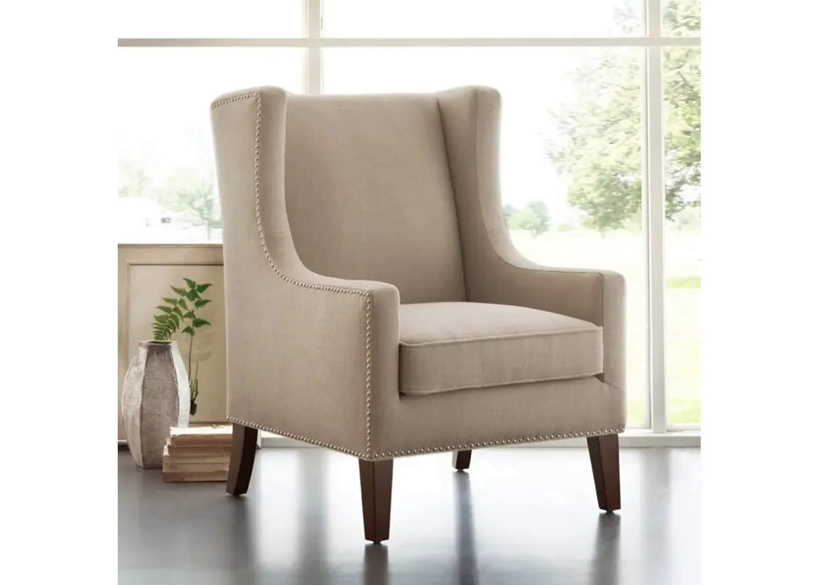 Madison Park Barton Linen Wing Chair