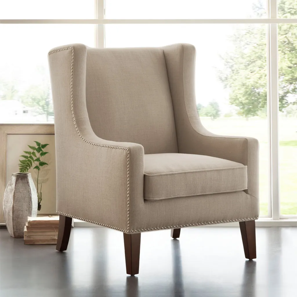 Madison Park Barton Linen Wing Chair