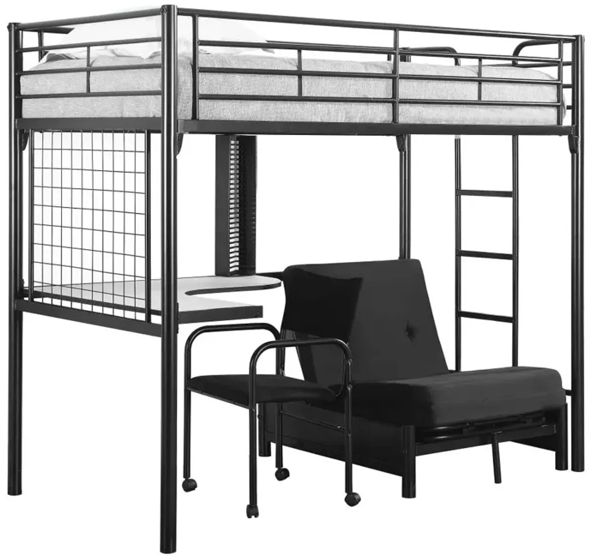 Jenner Twin Futon Workstation Loft Bed Black