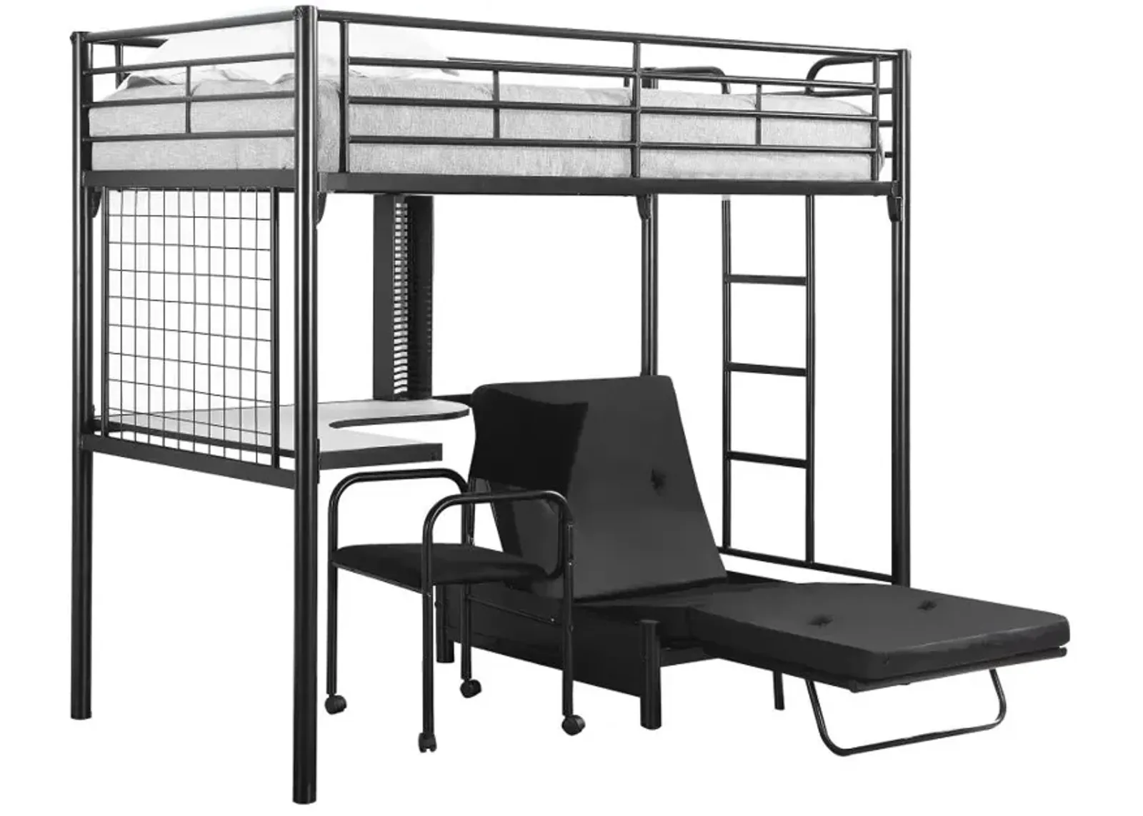 Jenner Twin Futon Workstation Loft Bed Black