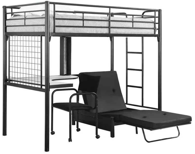 Jenner Twin Futon Workstation Loft Bed Black