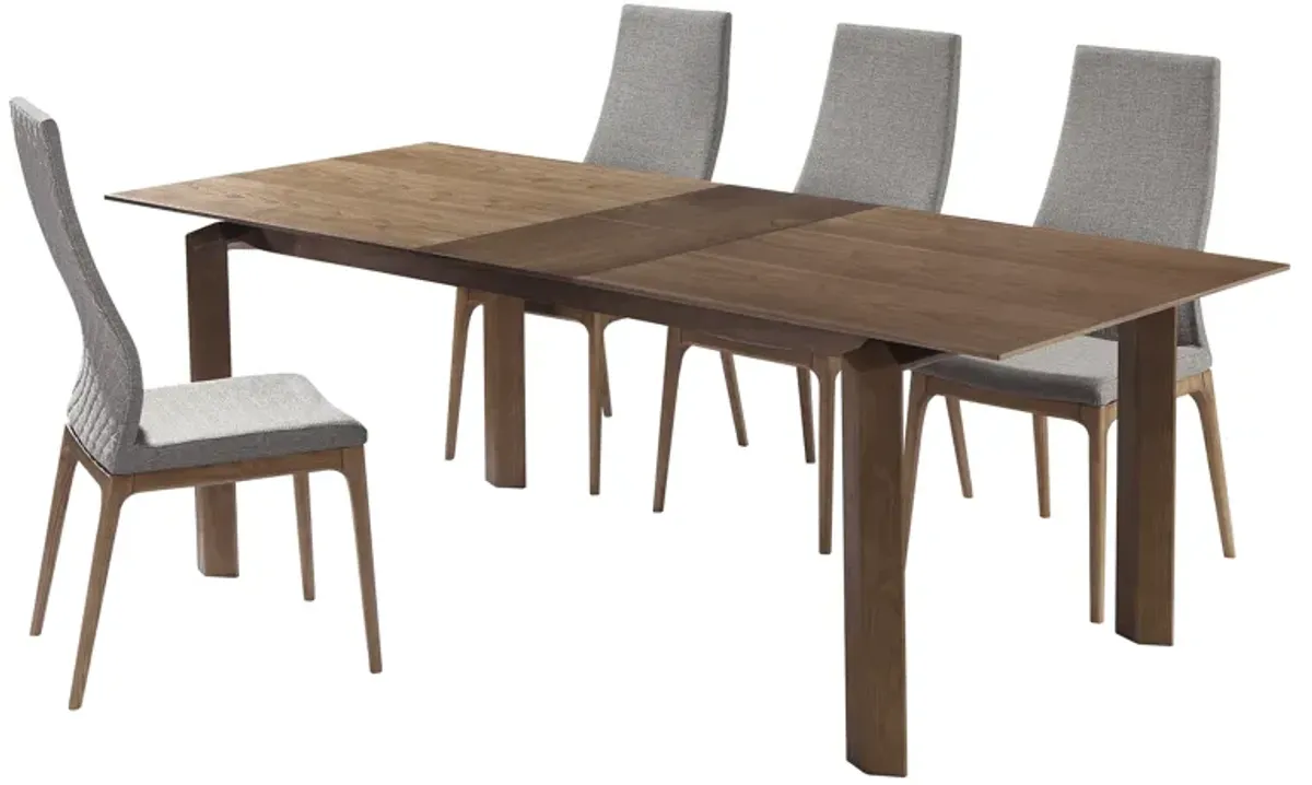 Parker Mid-Century Walnut Wood 5 Piece Dining Set