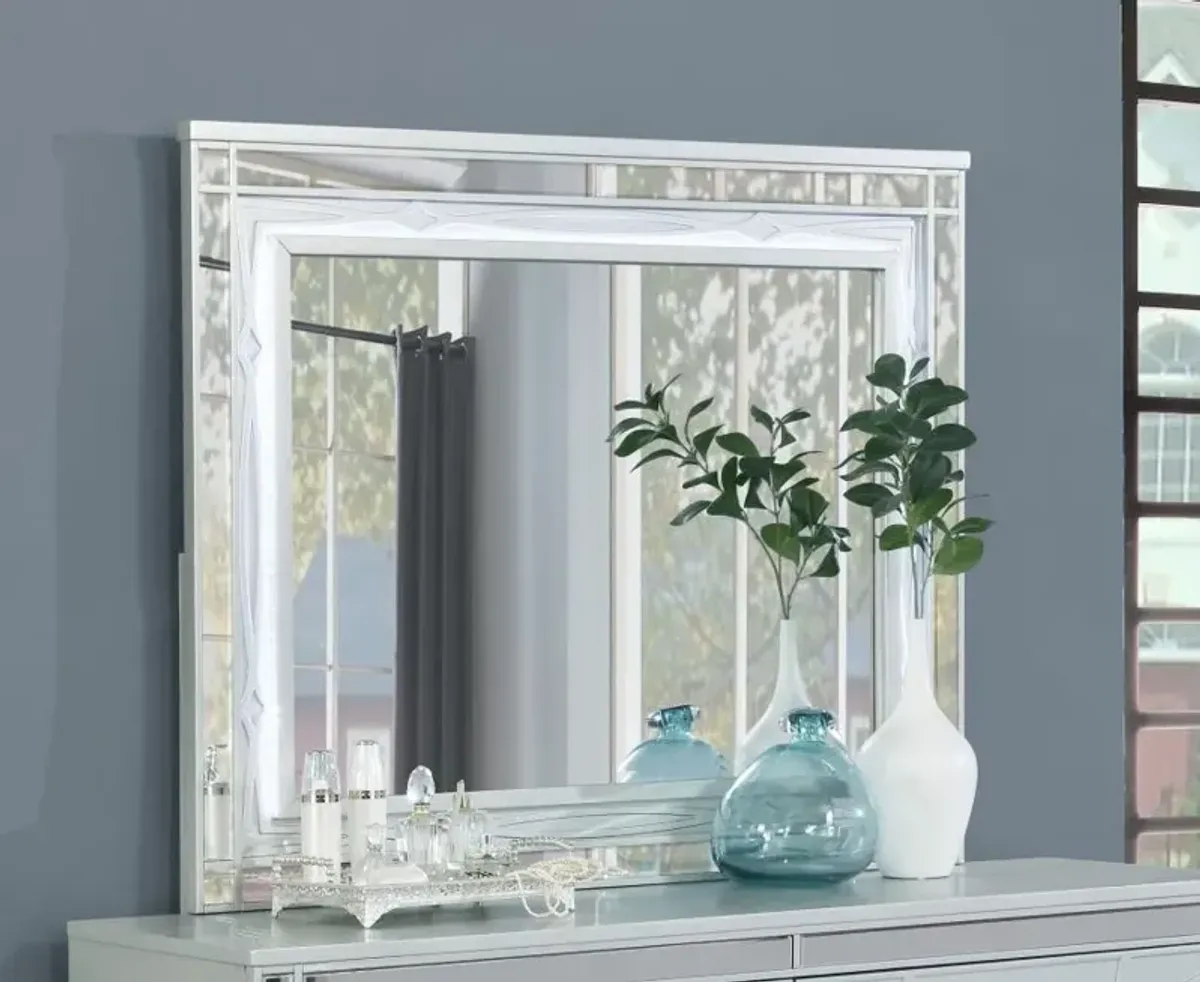 Gunnison Dresser Mirror with LED Lighting Silver Metallic