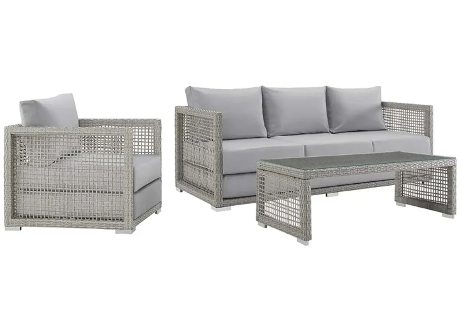 Aura 3 Piece Outdoor Patio Wicker Rattan Set