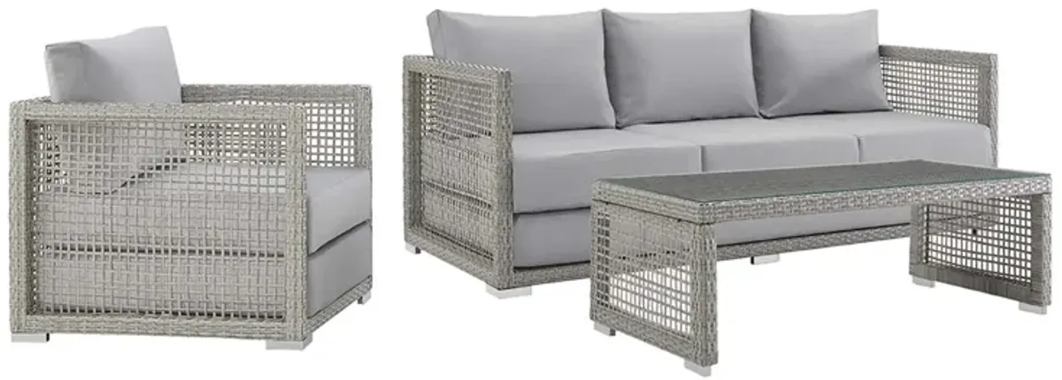 Aura 3 Piece Outdoor Patio Wicker Rattan Set