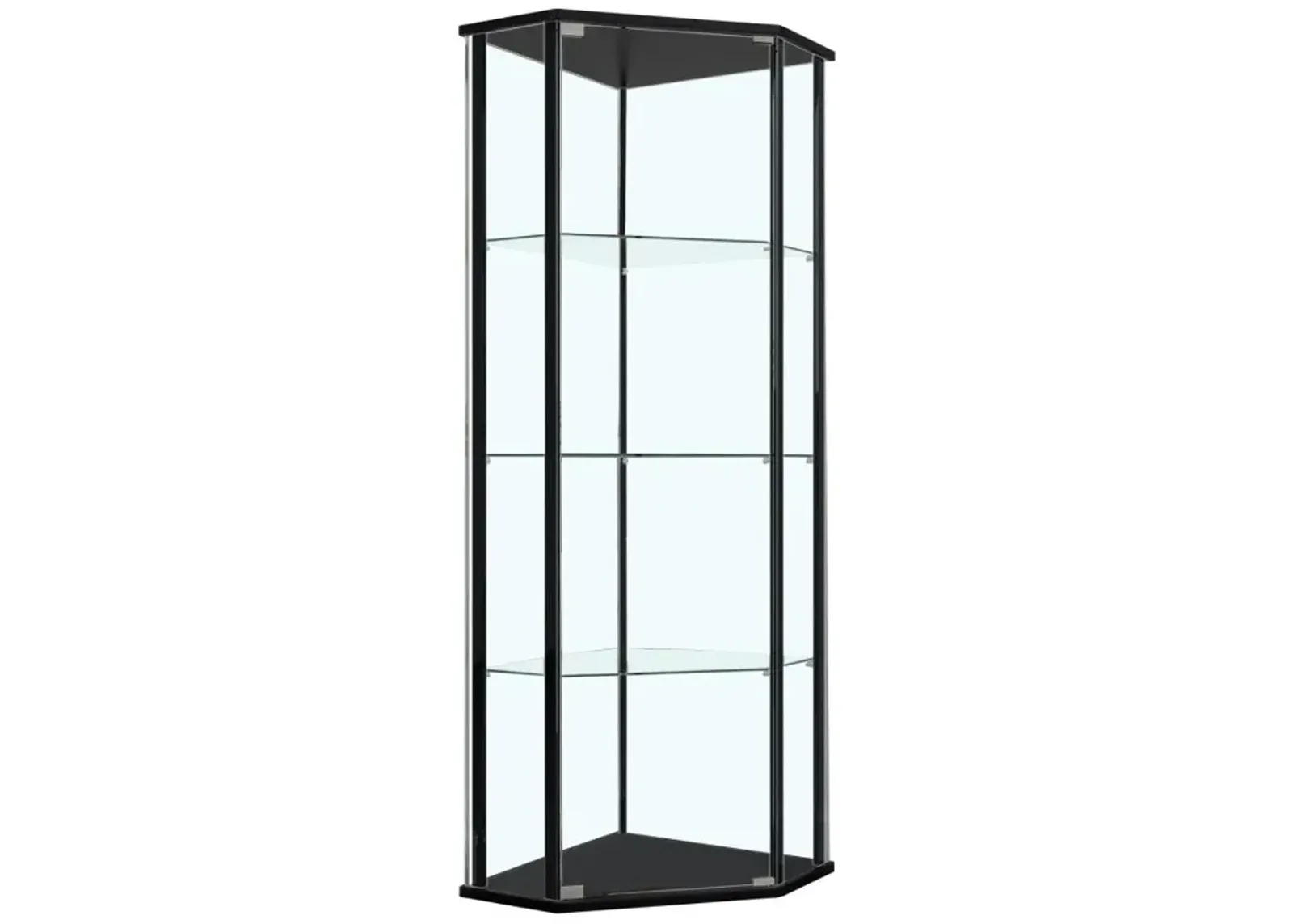 Zenobia Glass Shelf Curio Cabinet Clear and Black