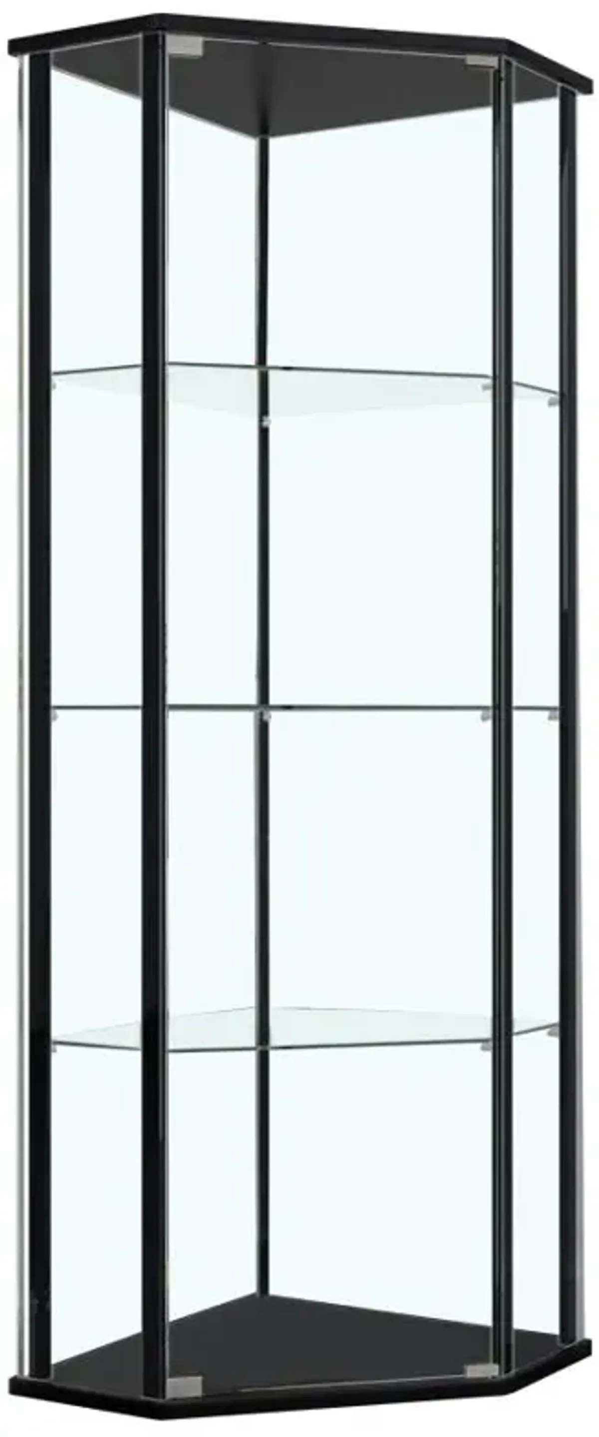 Zenobia Glass Shelf Curio Cabinet Clear and Black