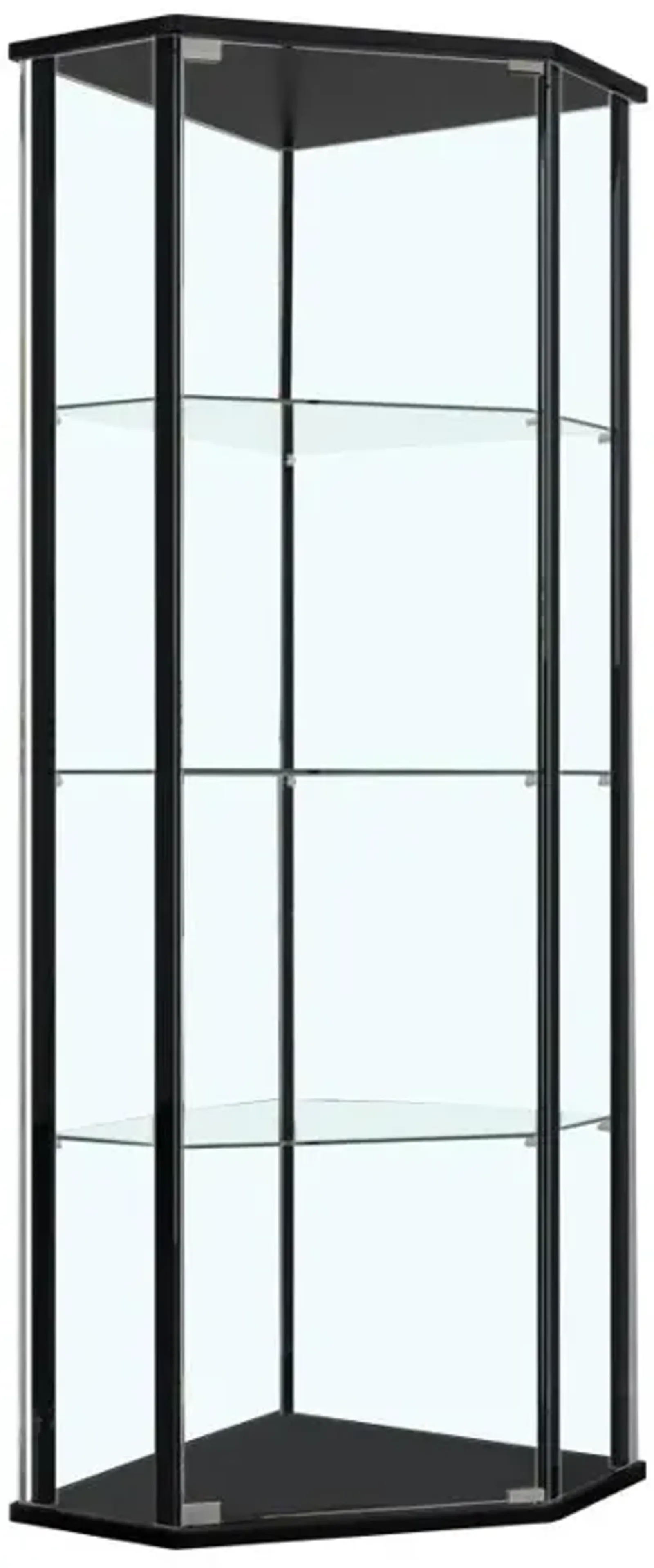 Zenobia Glass Shelf Curio Cabinet Clear and Black