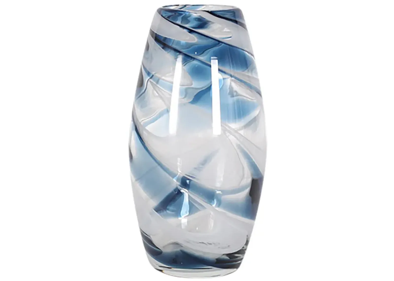 Glass, 12" Swirl Vase, Blue