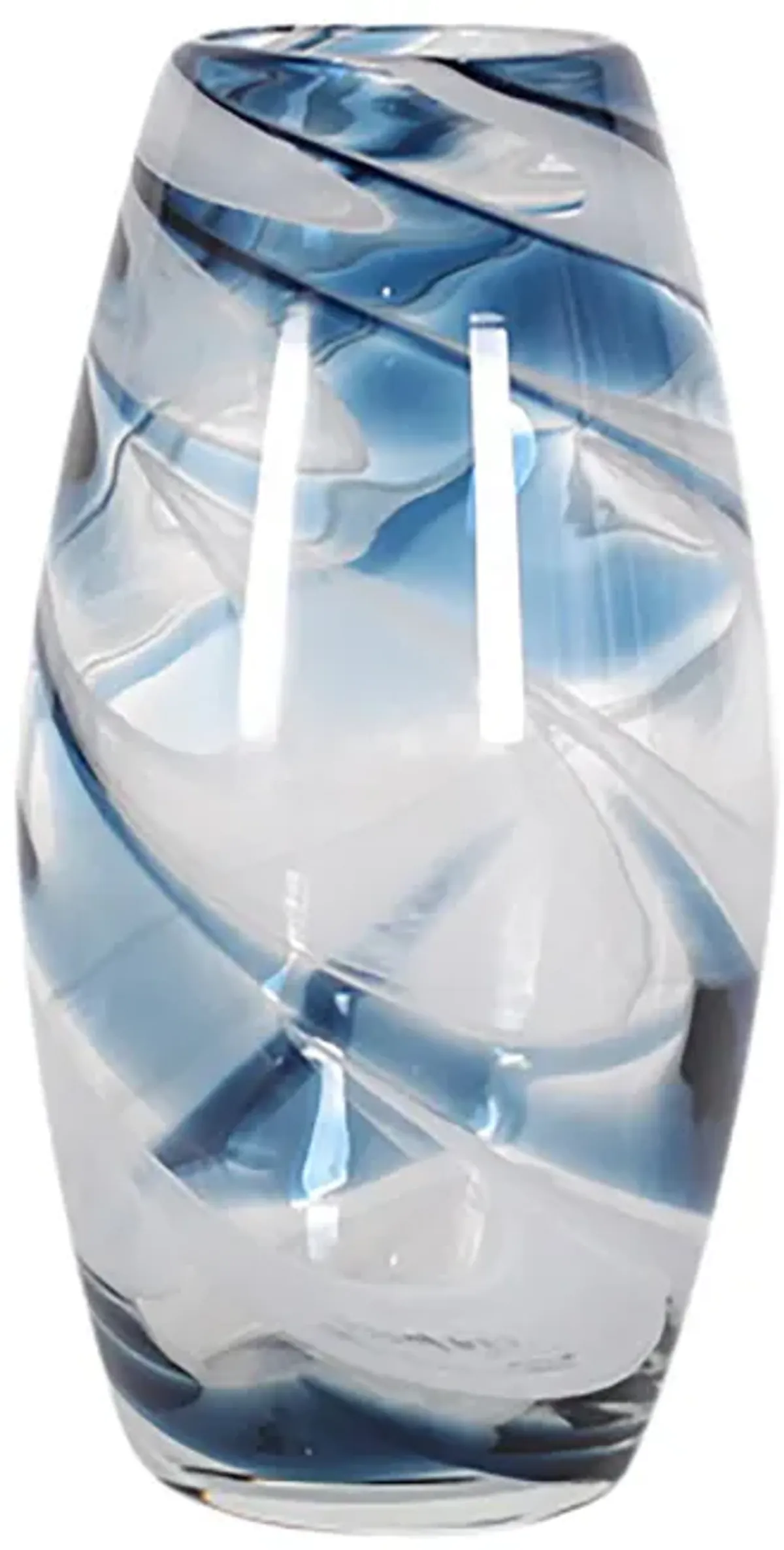 Glass, 12" Swirl Vase, Blue