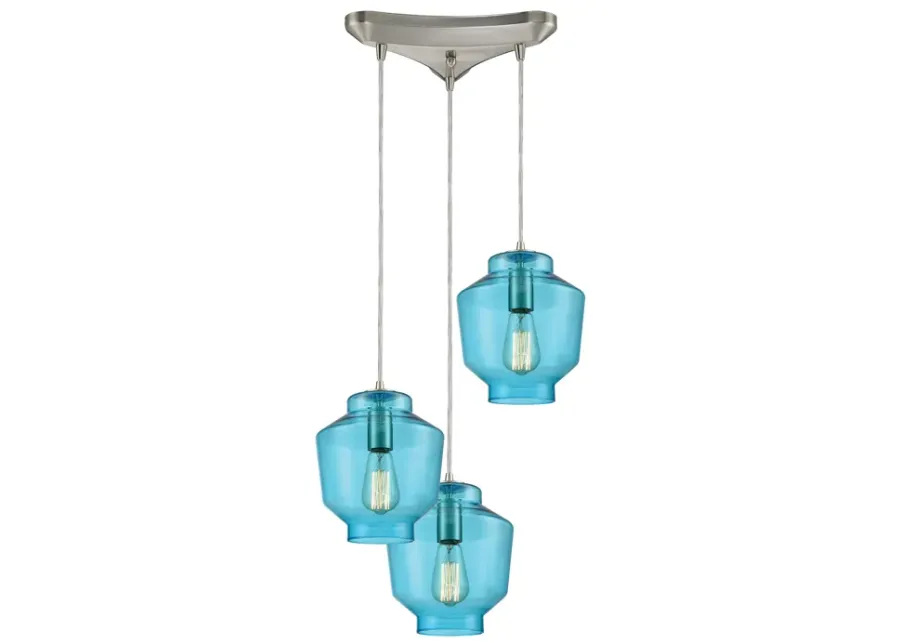 Barrel 12" Wide 3-Light Mini Pendant - Satin Nickel