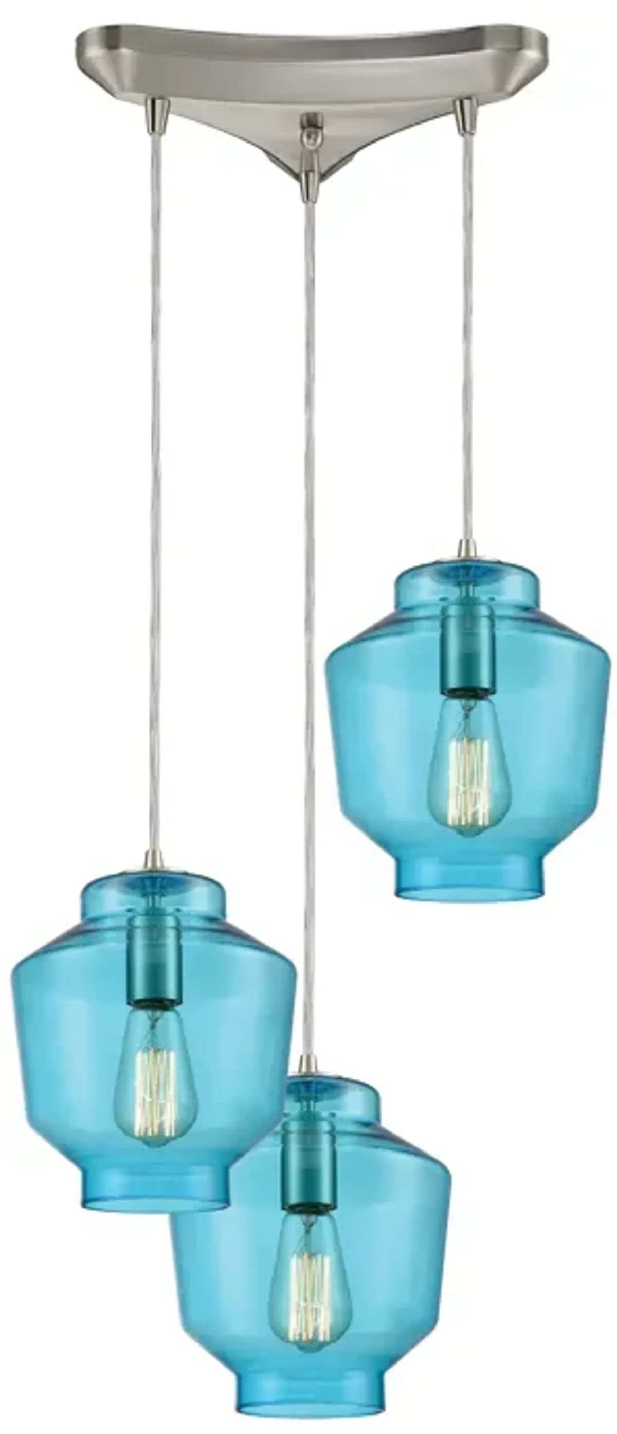 Barrel 12" Wide 3-Light Mini Pendant - Satin Nickel