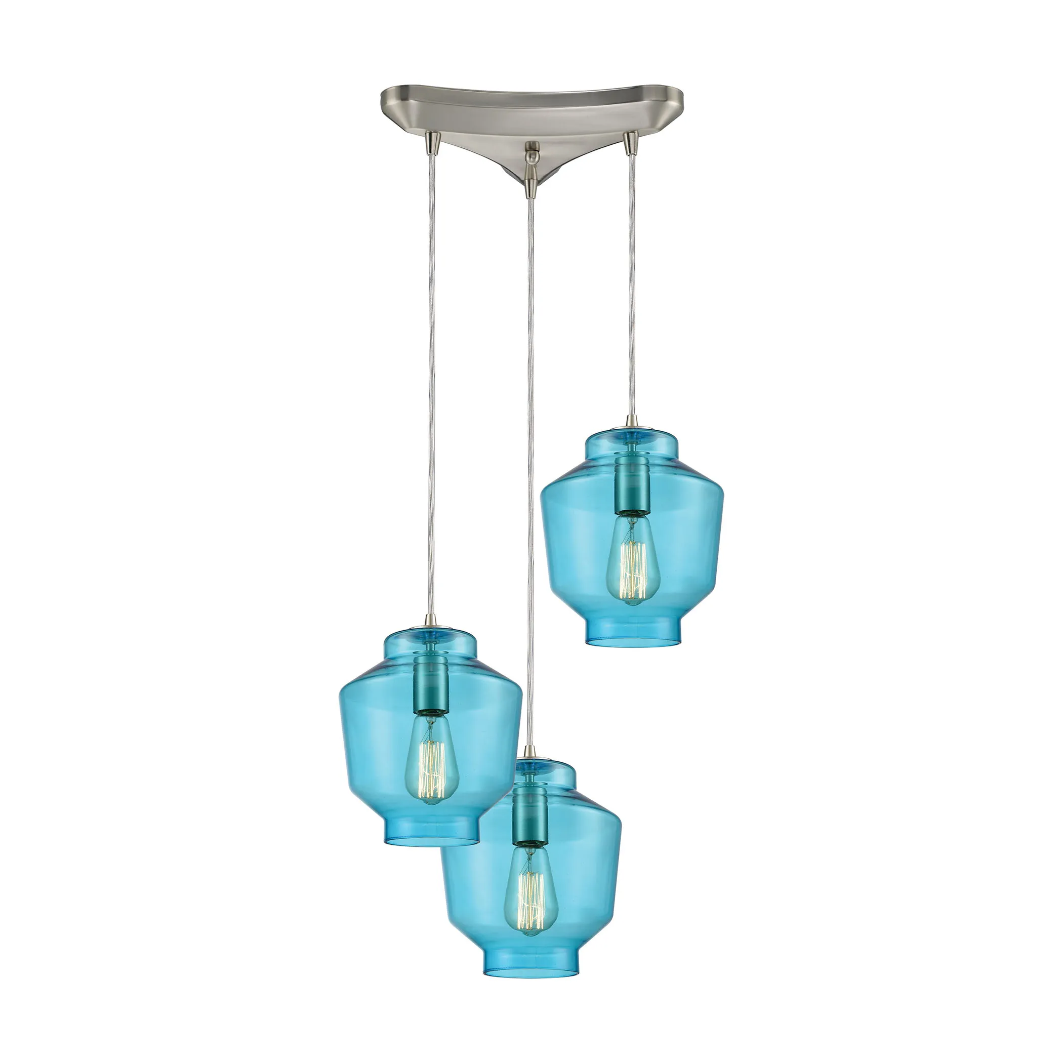 Barrel 12" Wide 3-Light Mini Pendant - Satin Nickel