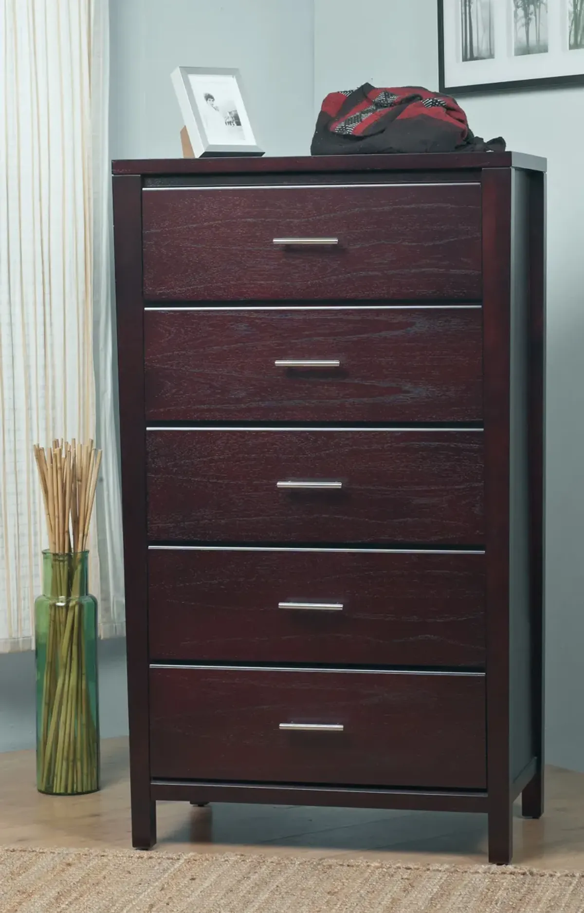 Nevis Five Drawer Chest in Espresso (2024)