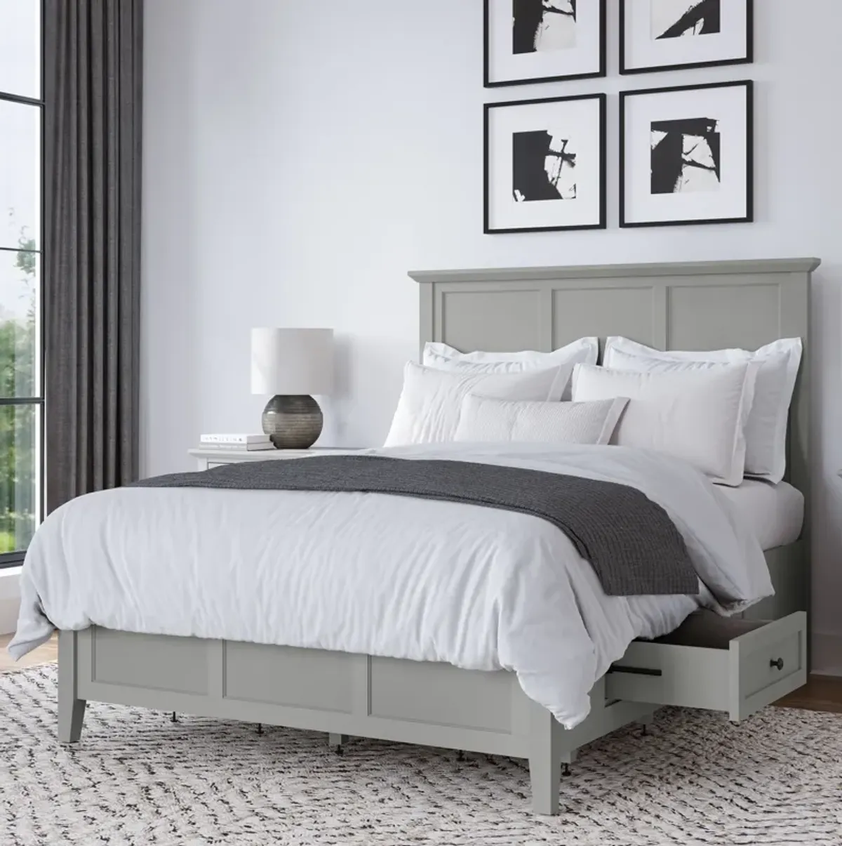 Grace Four Drawer Queen-Size Platform Storage Bed In Elephant Grey