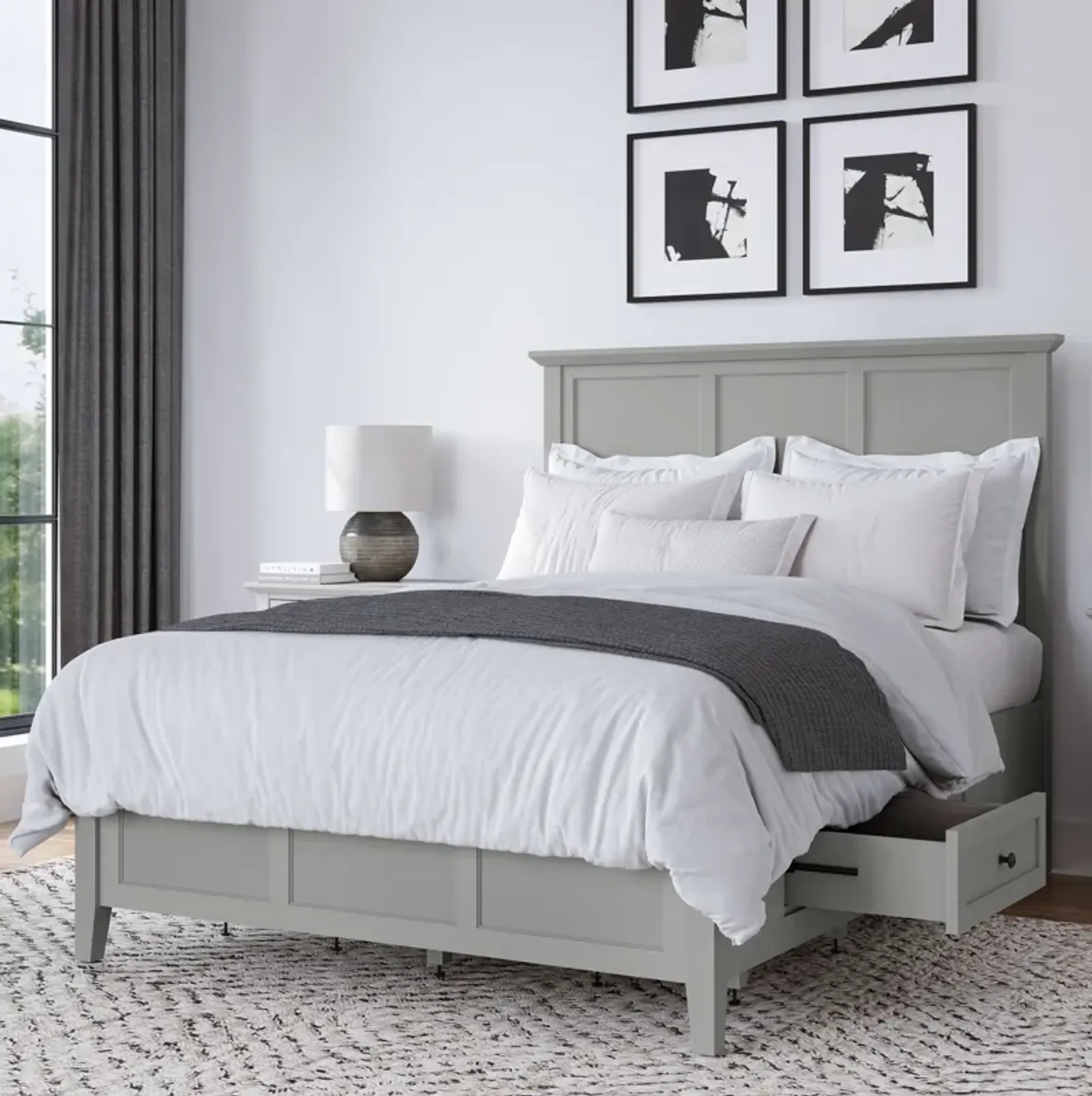 Grace Four Drawer Queen-size Platform Storage Bed in Elephant Grey