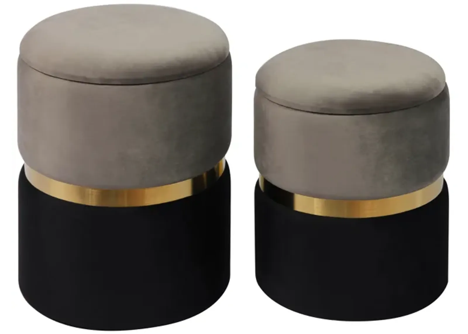 gigi grey velvet storage ottomans - set of 2