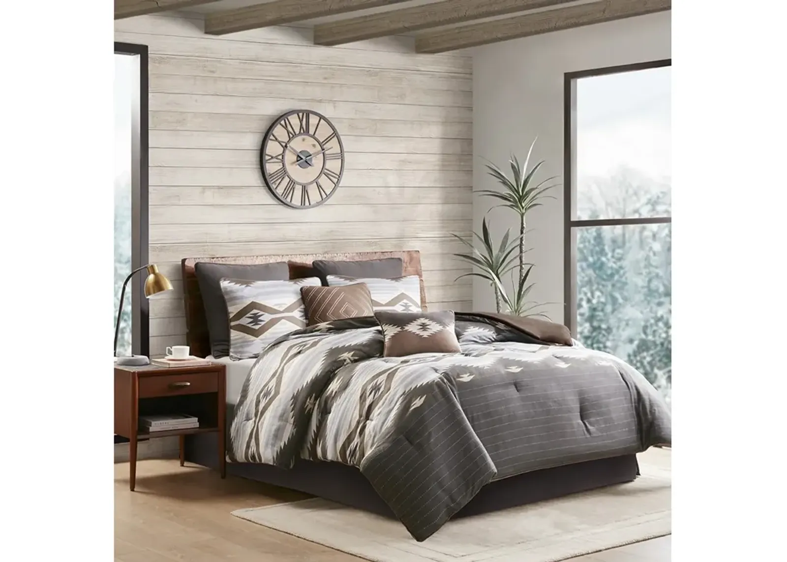 Woolrich Bitter Creek Grey/Brown Oversized Comforter Set