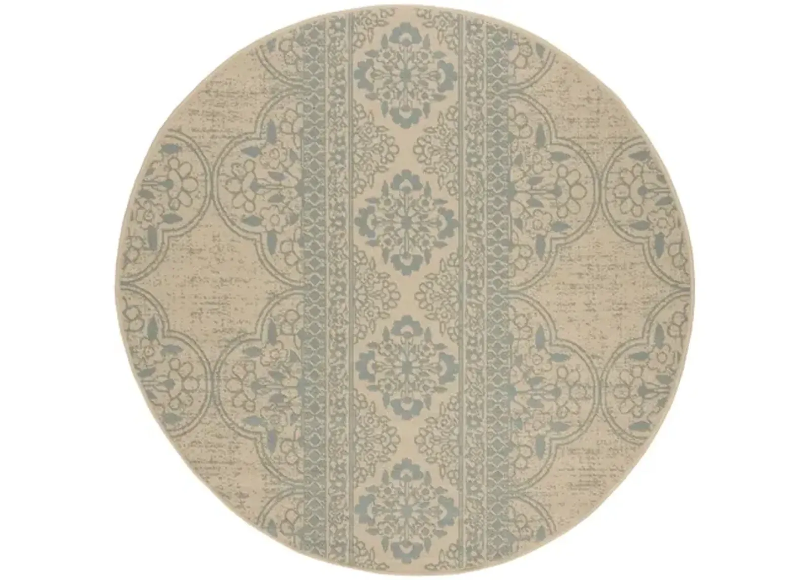 LINDEN 174 Collection LND174K-6R Aqua / Cream 6'-7" X 6'-7" Round