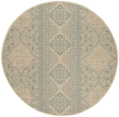 LINDEN 174 Collection LND174K-6R Aqua / Cream 6'-7" X 6'-7" Round