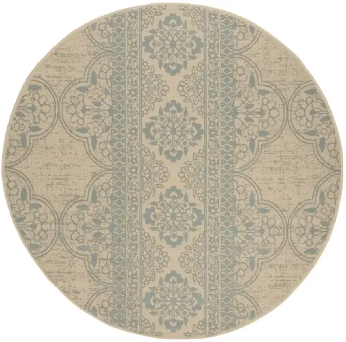 LINDEN 174 Collection LND174K-6R Aqua / Cream 6'-7" X 6'-7" Round