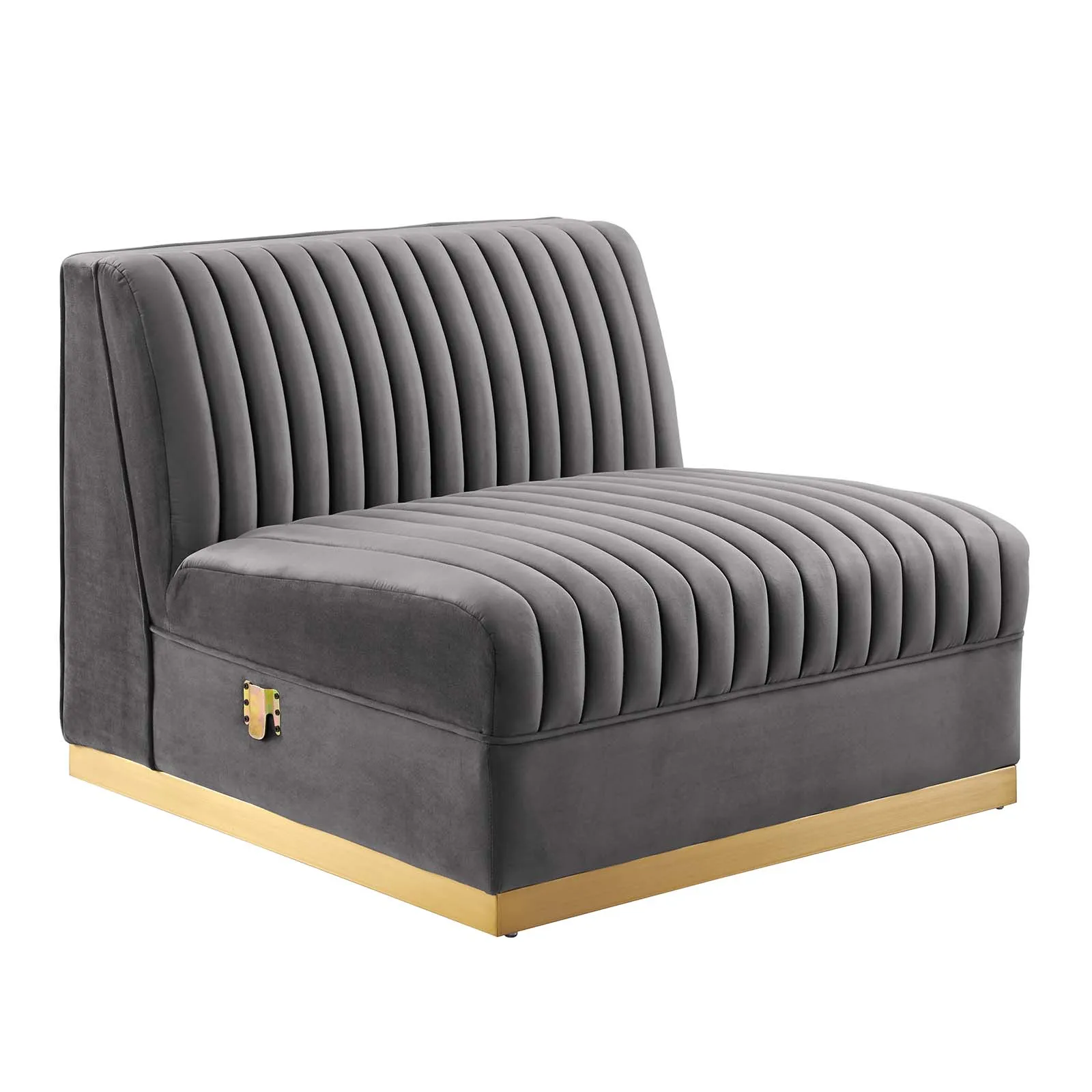 Sanguine Channel Tufted Performance Velvet Modular Sectional  Armless Chair