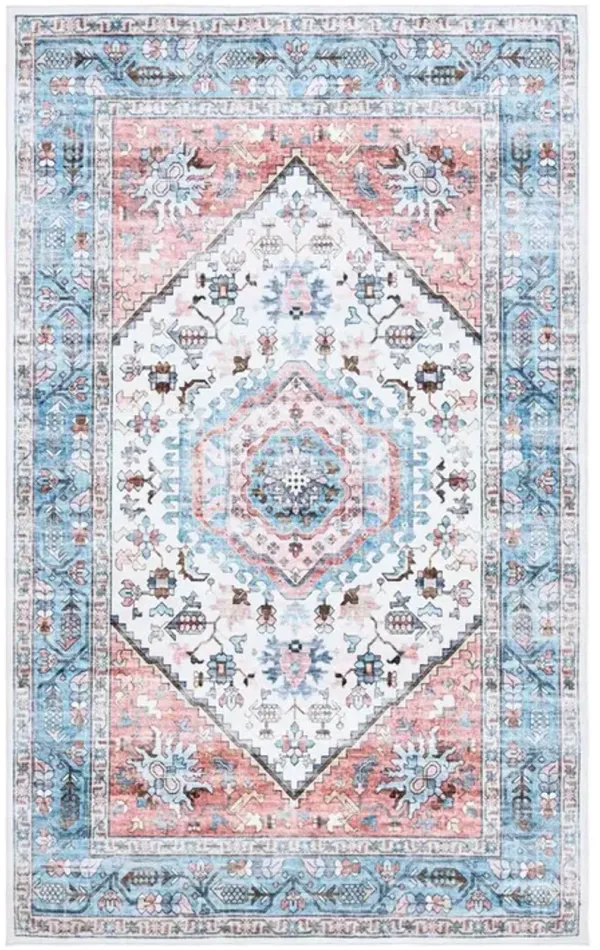 WASHABLE PRINTED RUG 322 Blue  4' X 6' Small Rectangle Rug