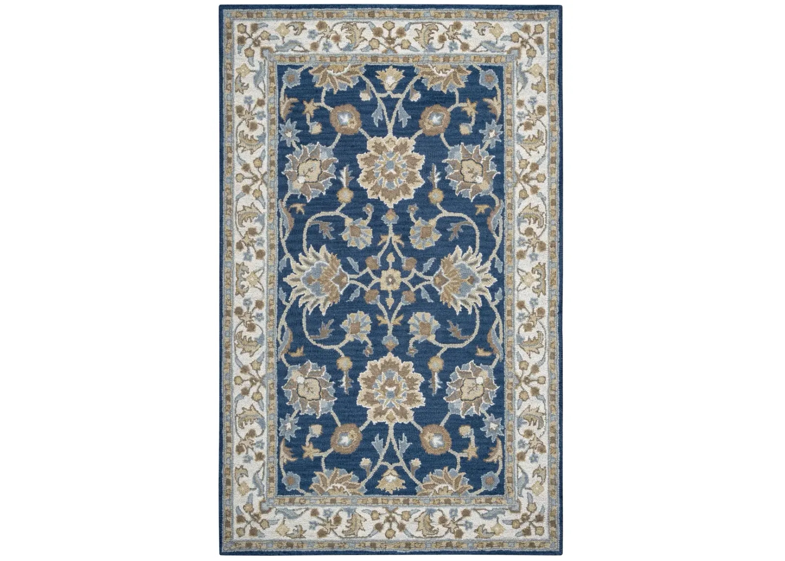 Ashlyn Blue border Wool 9'x12' Rectangle Rug