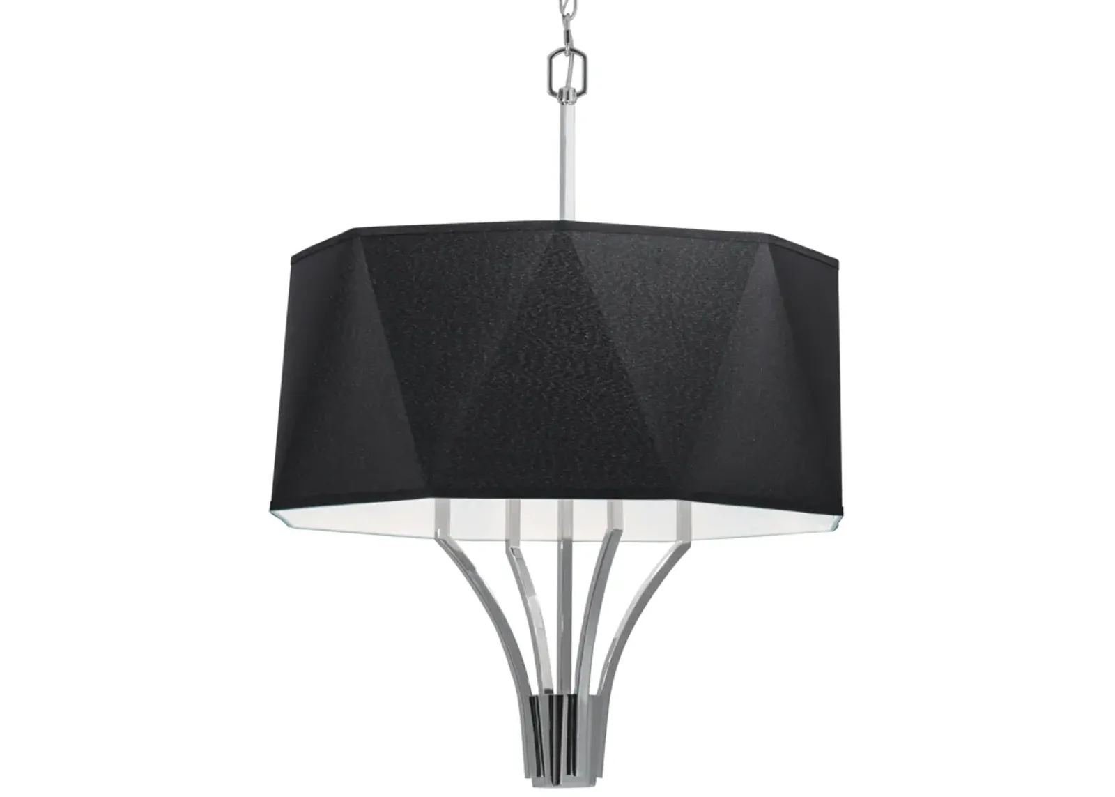 Diamond Chandelier - Polished Nickel with Black Shade