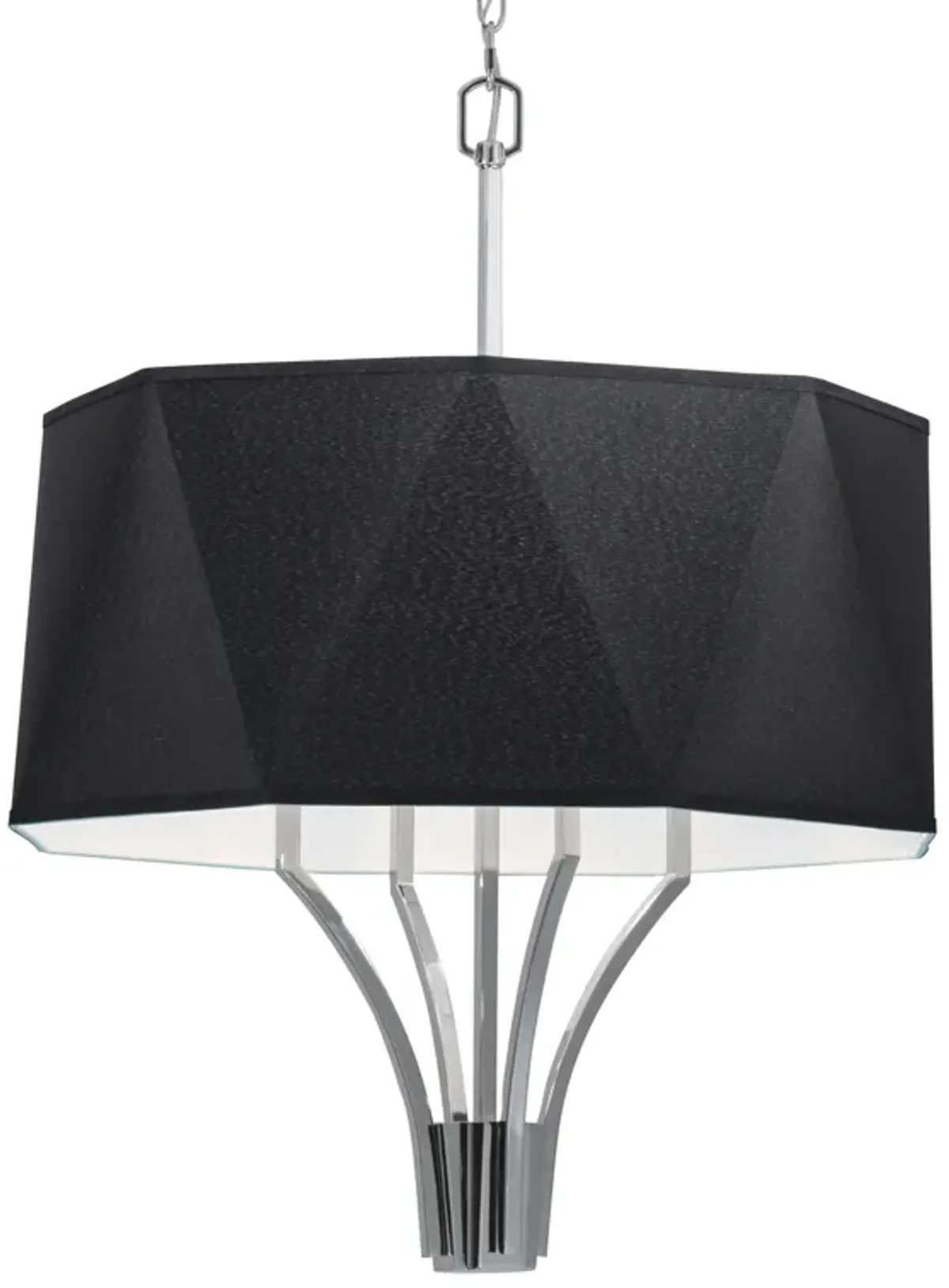 Diamond Chandelier - Polished Nickel with Black Shade