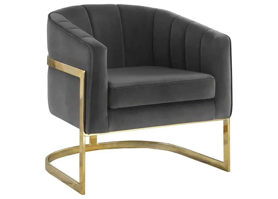 Aaliyah Tufted Barrel Accent Chair Dark Grey And Gold