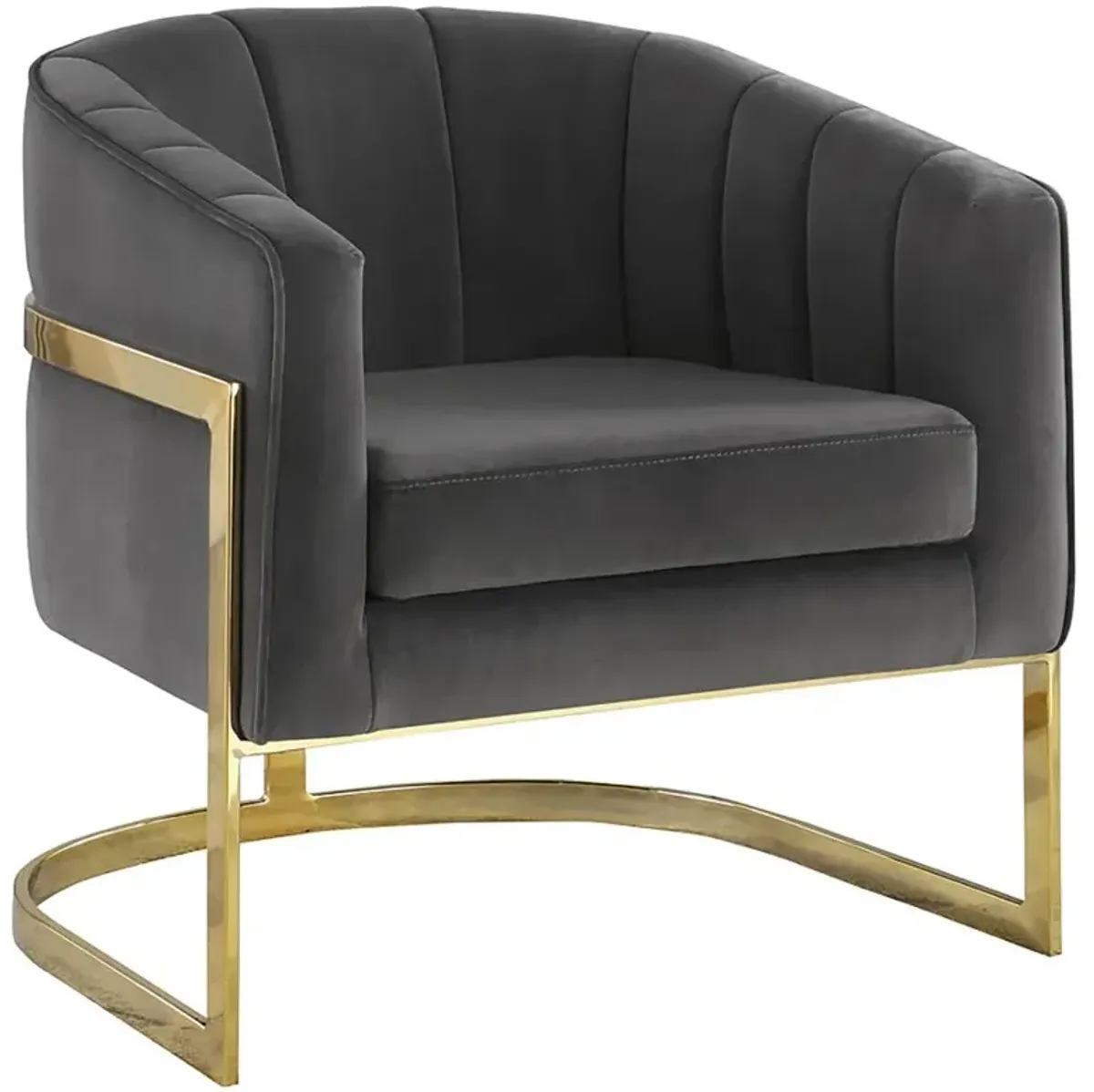 Aaliyah Tufted Barrel Accent Chair Dark Grey And Gold