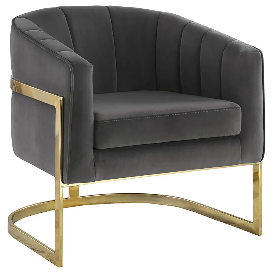 Aaliyah Tufted Barrel Accent Chair Dark Grey And Gold