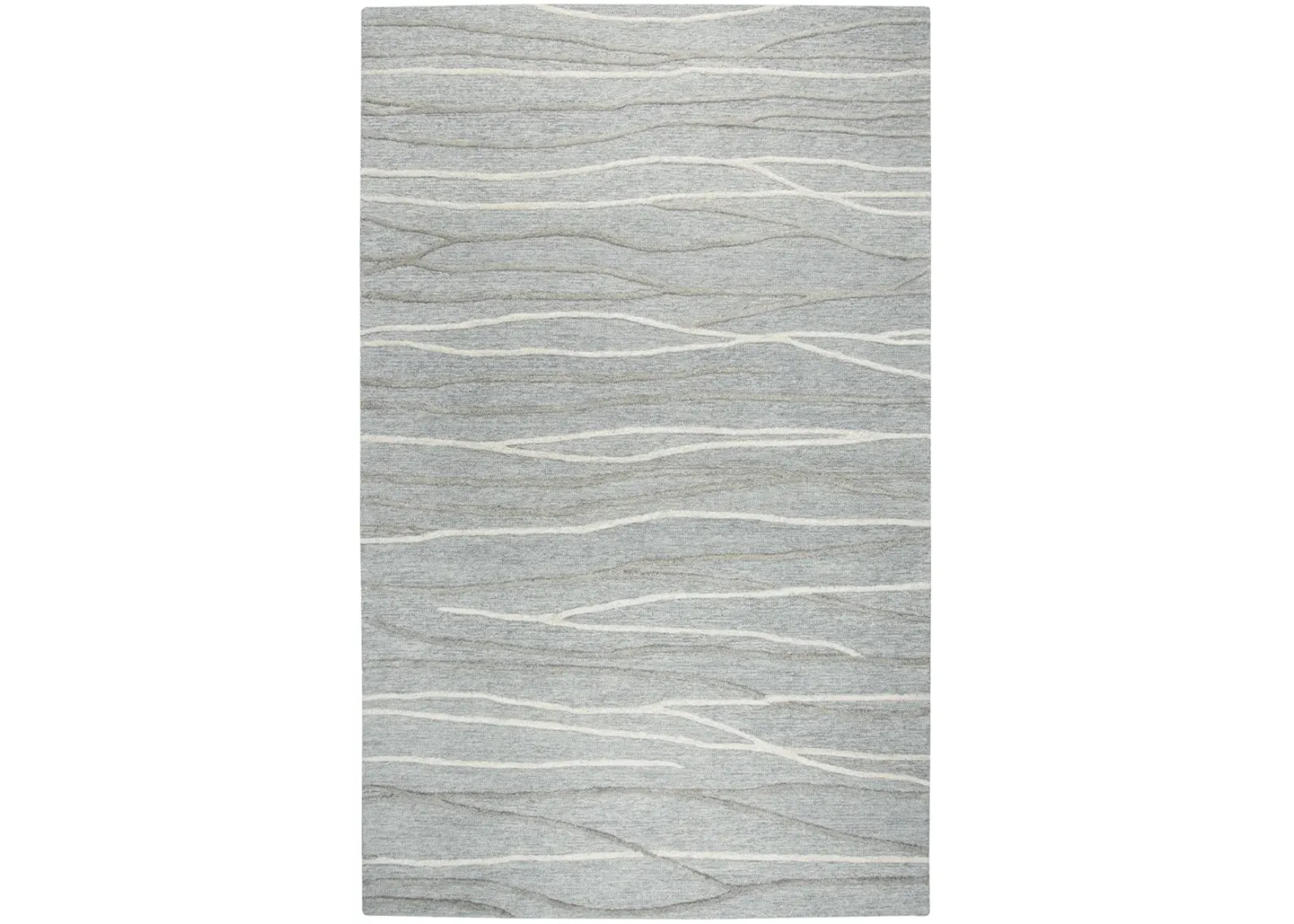 Idyllic Gray/Natural  Lines Wool 9'x12' Rectangle Rug