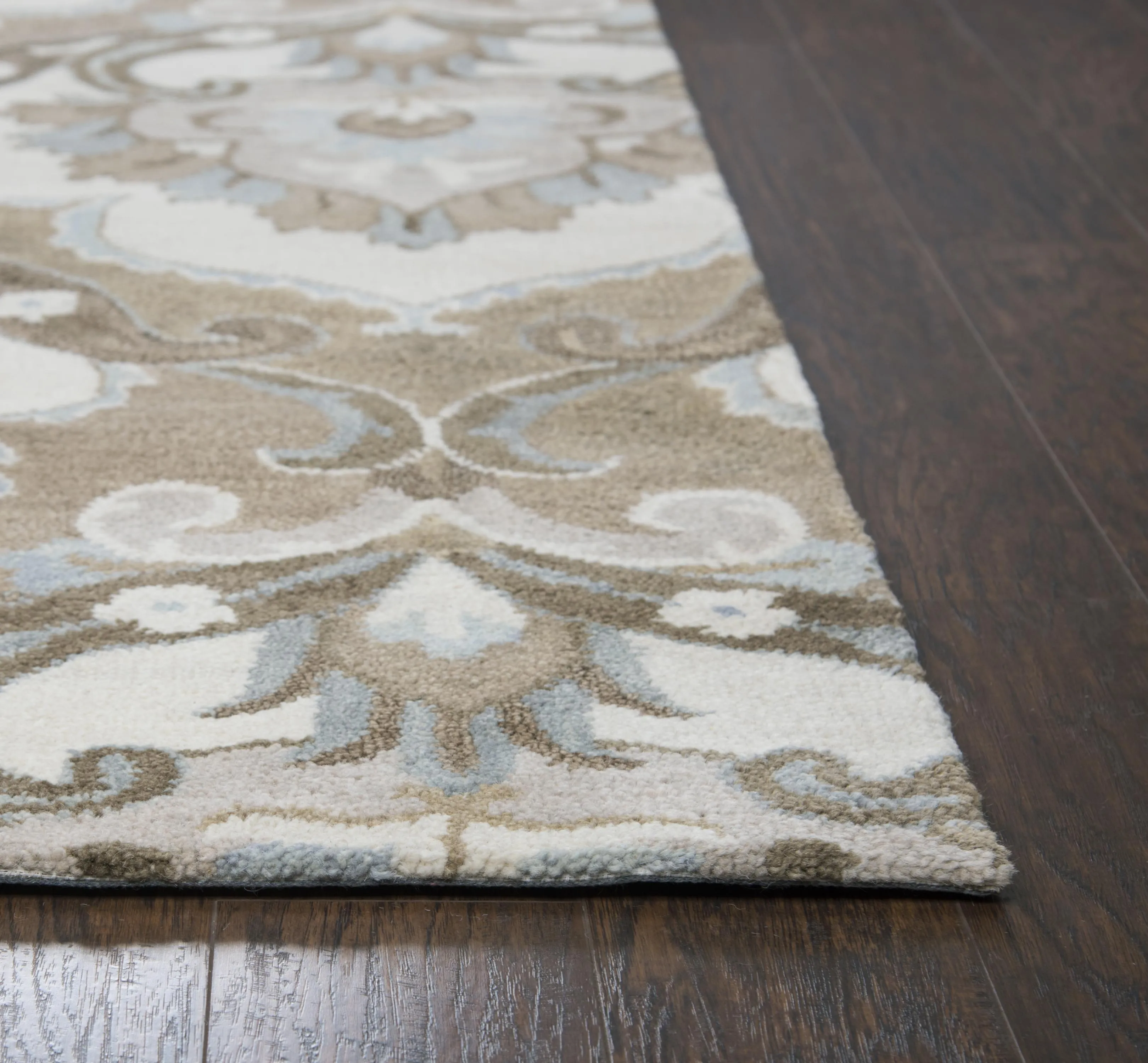 Leone Mocha Medallion Wool 2'6" x 8' Runner Rug