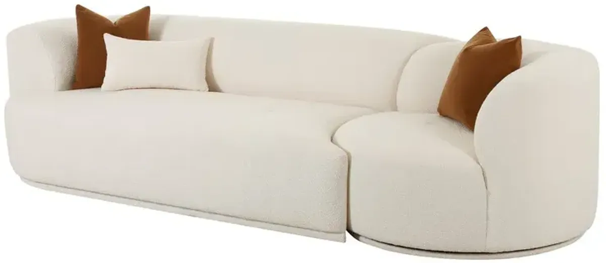 Fickle Cream Boucle 2-Piece Modular LAF Sofa