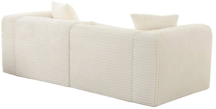 Tarra Fluffy Oversized Cream Corduroy Modular Loveseat