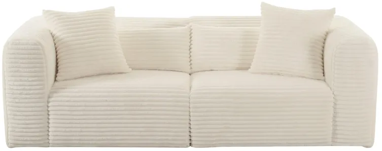 Tarra Fluffy Oversized Cream Corduroy Modular Loveseat