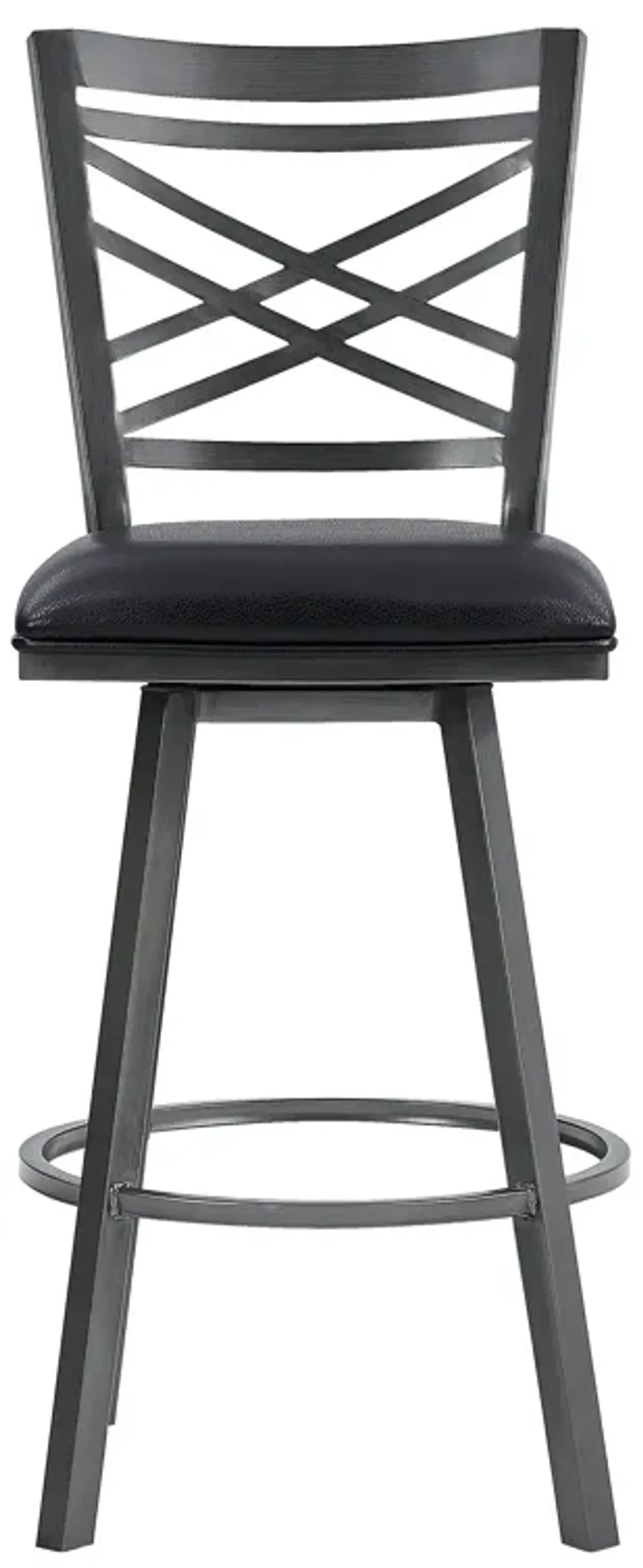 Fargo 26" Counter Height Metal Barstool in Mineral Finish with Black Faux Leather