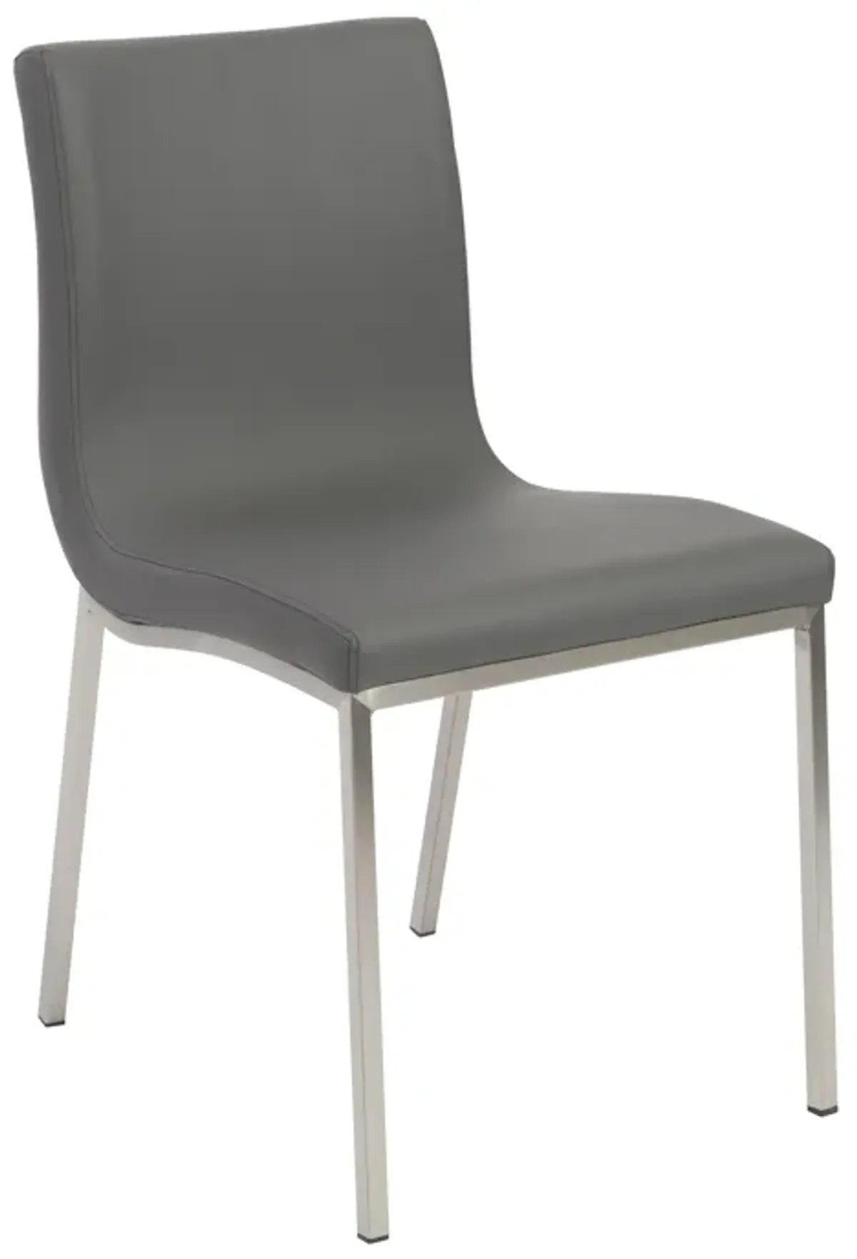 Scott Side Chair in Gray with Brushed Stainless Steel Legs - Set of 2