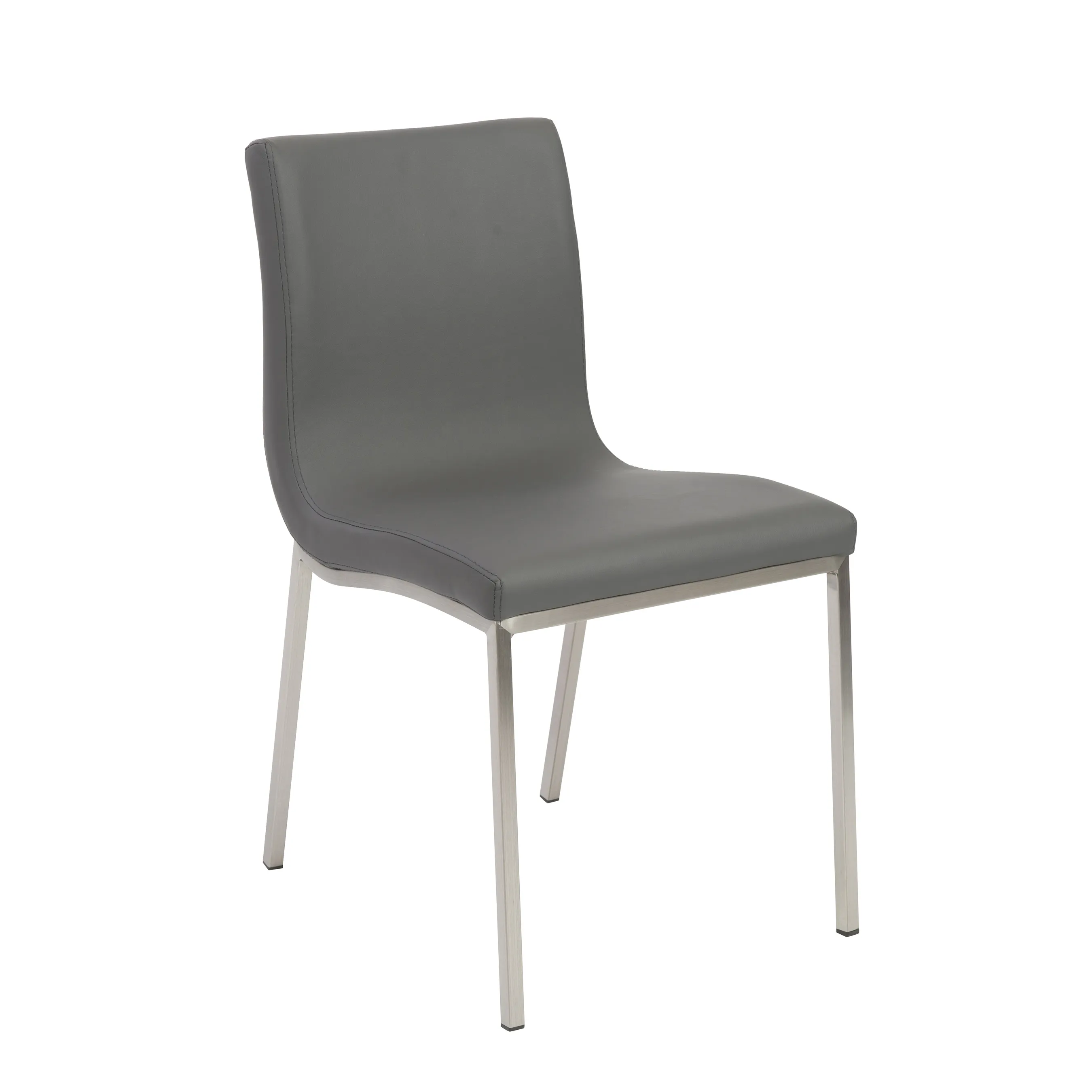 Scott Side Chair in Gray with Brushed Stainless Steel Legs - Set of 2