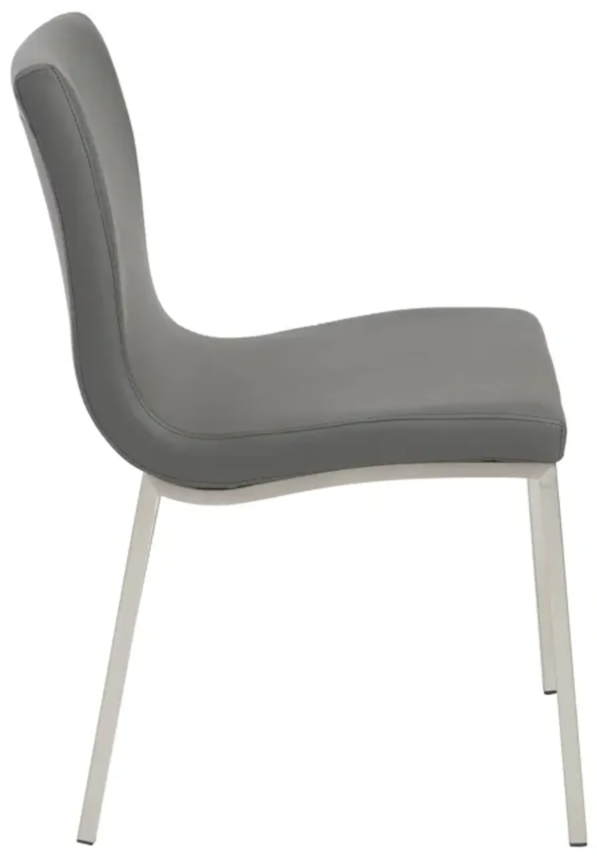 Scott Side Chair in Gray with Brushed Stainless Steel Legs - Set of 2