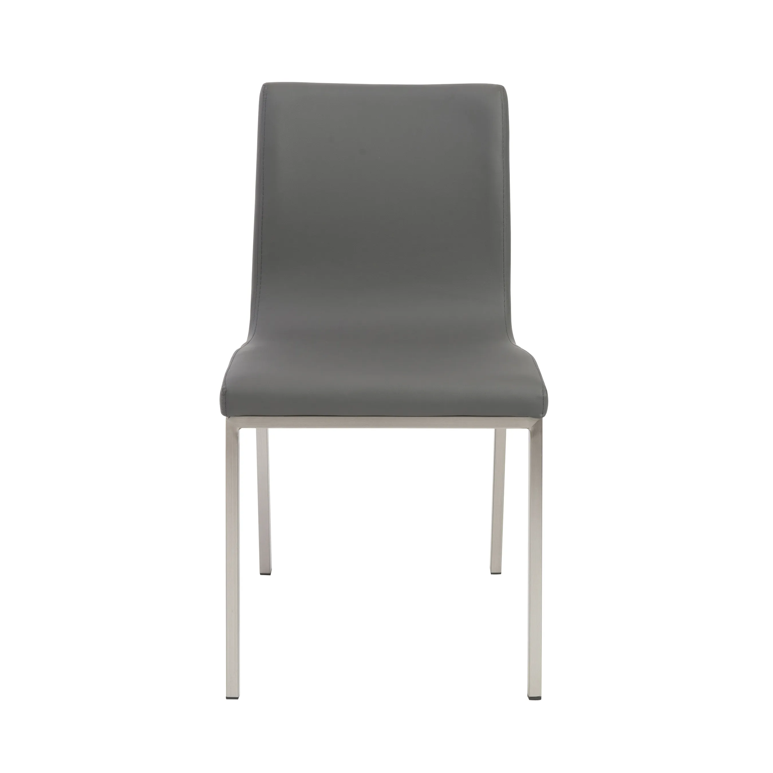 Scott Side Chair in Gray with Brushed Stainless Steel Legs - Set of 2