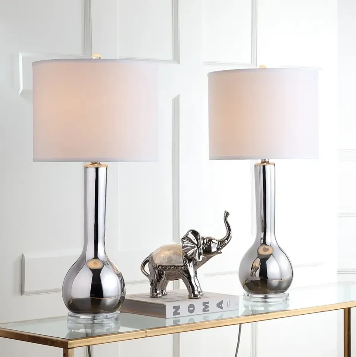 Mae 30.5-Inch H Long Neck Ceramic Table Lamp - Set of 2