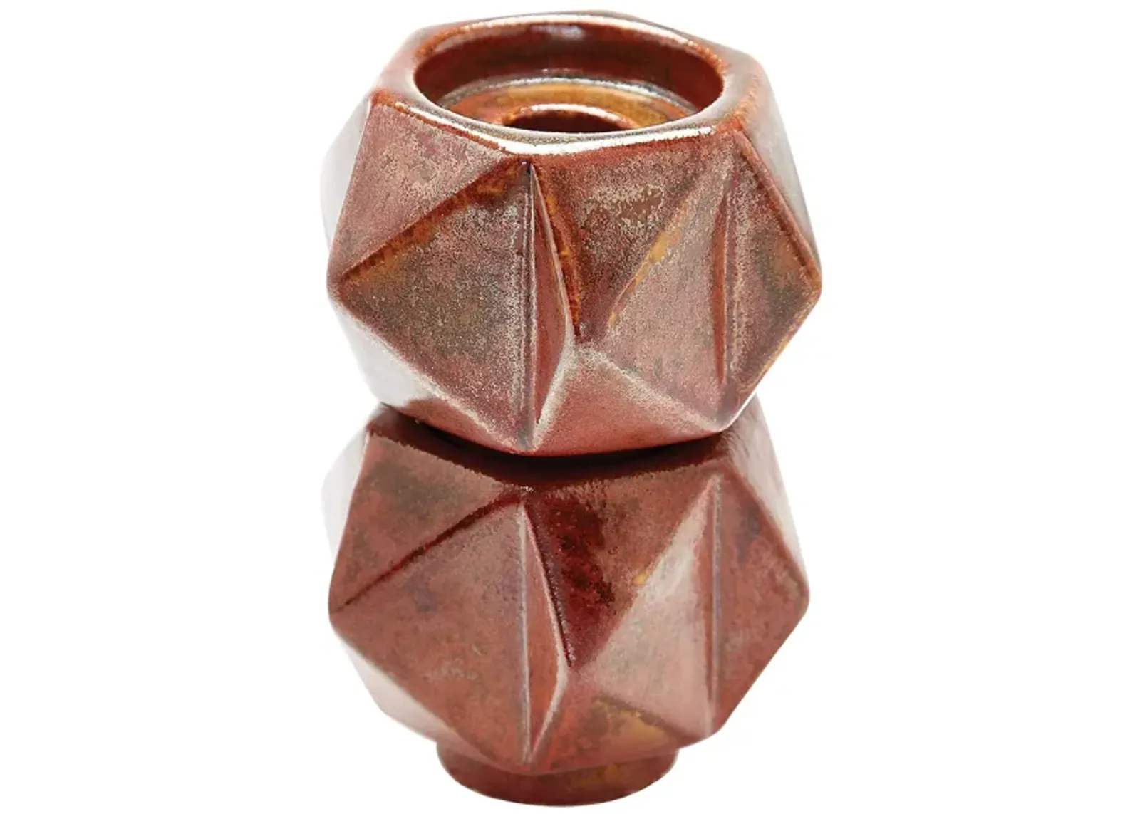 Small Ceramic Star Candle Holders in Russet (Set of 2)