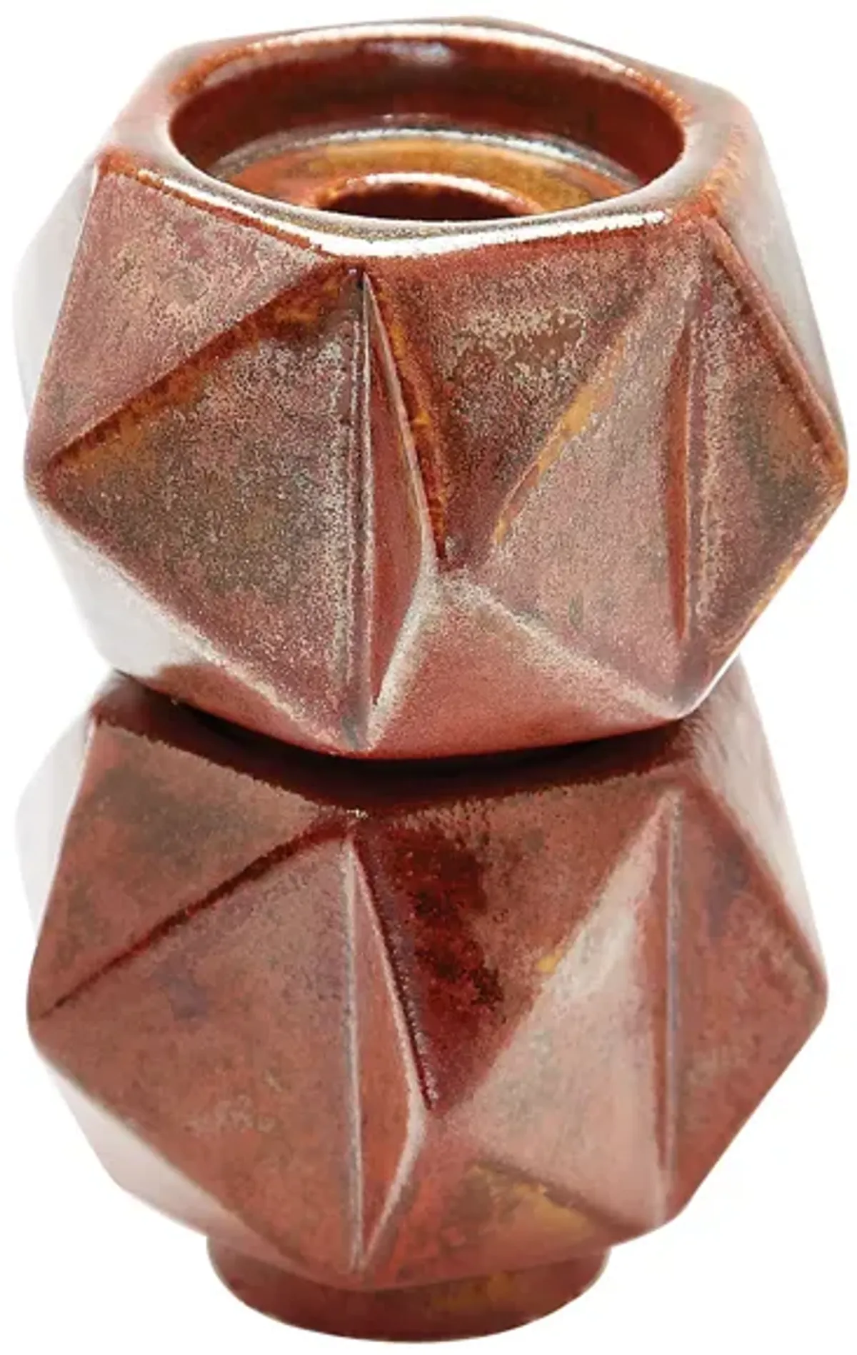 Small Ceramic Star Candle Holders in Russet (Set of 2)