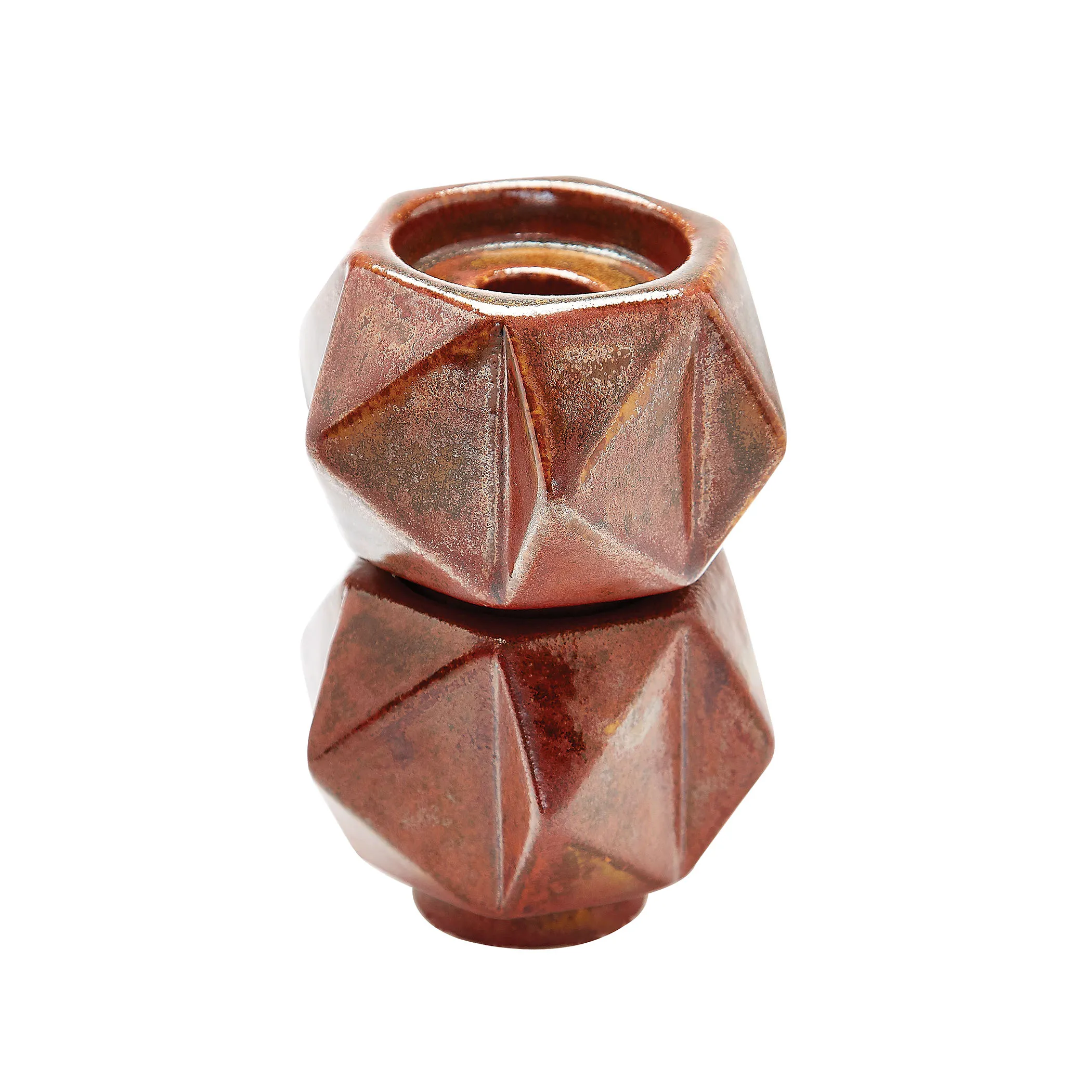 Small Ceramic Star Candle Holders in Russet (Set of 2)